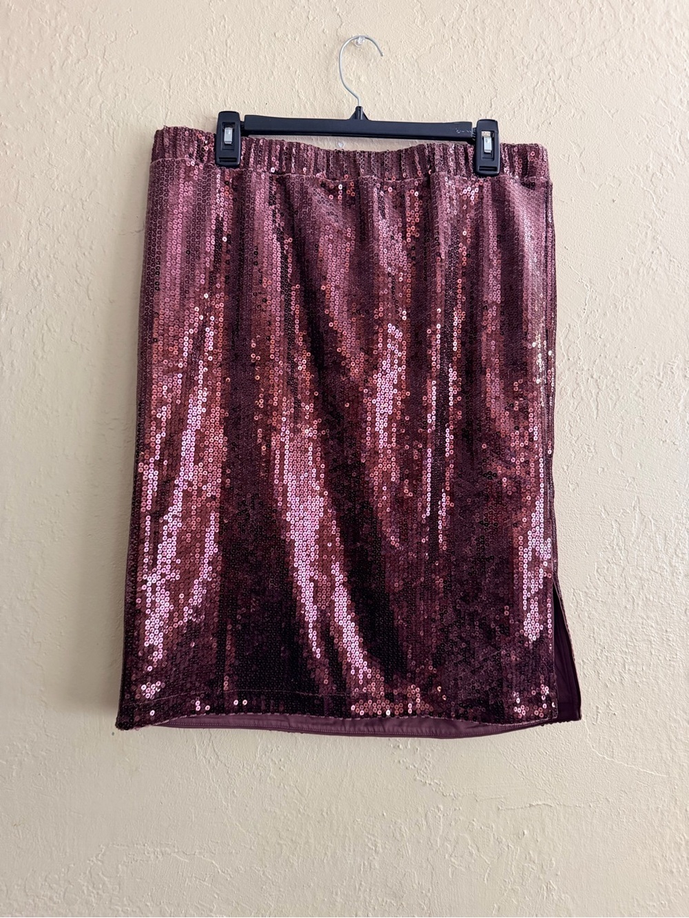 J. Jill Wine Sequin Pencil Skirt
